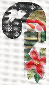 CH-42-13 Poinsettia Hat Snowman Candy Cane 2 ¾ x 5 ¼ 18 Mesh With Stitch Guide CH Designs
