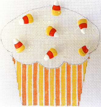 HB-230 Cupcake Candy Corn 4 x 3 3⁄4  18 Mesh Hummingbird Designs