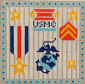 CH-553 USMC Square 4" x 4"  18 Mesh CH Designs