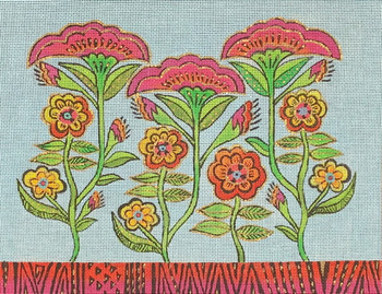 Hummingbird & Flower handpaintd 18 mesh Needlepoint Canvas by Laurel Burch  Danji