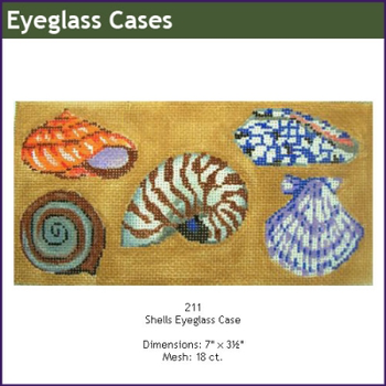 EYEGLASS CASE GE 211 Shells 7" x 3 1/2" 18 Mesh Gayla Elliott