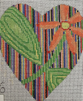 PM366 Heart Ornament Corn flowers 13 Mesh Penny MacLeod The Collection Designs