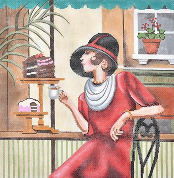 GEP253 Picture Lady Coffee 10" Square 18 Mesh Gayla Elliott