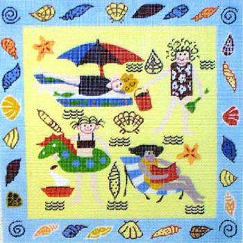 X-O Large Beach Scene Needlepoint of Back Bay The Collection Designs