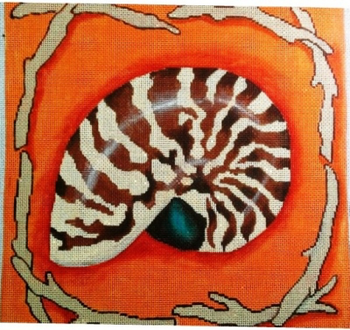 GEP210 Nautilus On Orange 13" x 13" 13 Mesh Gayla Elliott