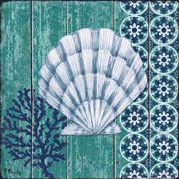 PB14658  Indigo Sea II Shell 12x12, 18M Paul Brent The Collection Designs