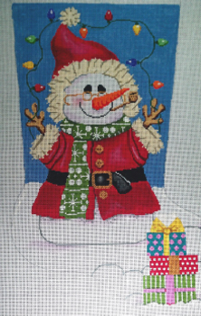 CHRISTMAS GE643 Stocking Santa Snowman glasses  14" x 23" Mesh: 13 Gayla Elliott
