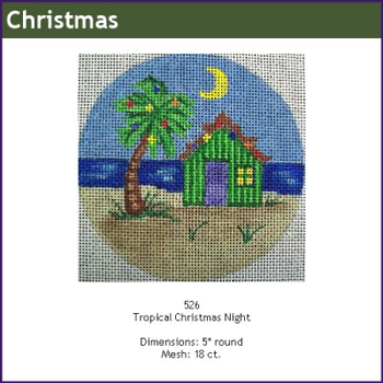 CHRISTMAS GE526 Tropical X-mas/night 4" round Mesh: 18 Gayla Elliott