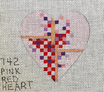 PM742 Pink Red Heart 3" x 3" 18 Mesh  Penny MacLeod The Collection Designs
