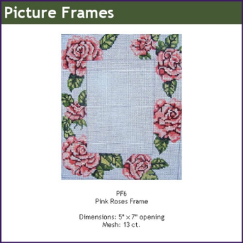 GEPF6 Pink Roses  Frame 5" x 7" opening  8 x 10 18 Mesh Gayla Elliott