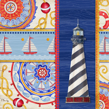 PB13559 Nautical Suzani Collage IV Lighthouse 12x12, 18M Paul Brent The Collection Designs
