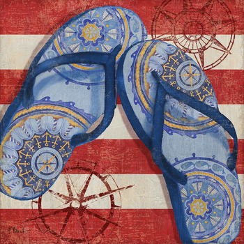 PB13809 - Nautical Flip Flops I  12x12, 18M Paul Brent The Collection Designs