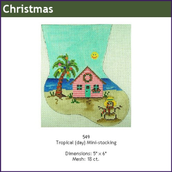 CHRISTMAS GE549 Tropical Day mini-sock 7" x 6" Mesh: 18 Gayla Elliott