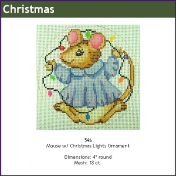 CHRISTMAS GE546 Mouse w/lights 4 x 4 Mesh: 18 Gayla Elliott
