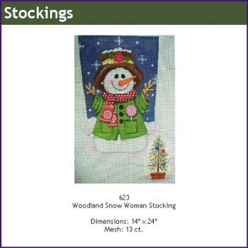CHRISTMAS GE623 Woodland Snow Lady Stocking 14 x 23" 13 Mesh Gayla Elliott