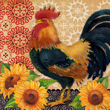 PB14558 - Roosters and Sunflowers 12x12, 18M  Paul Brent The Collection Designs