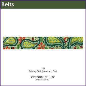 Belt GE 153 Paisley Neutral 1.25" X 40"18  Mesh GAYLA ELLIOTT