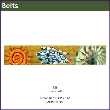 Belt GE 136 Shells/Brown/Beige 1.25" X 40"18  Mesh GAYLA ELLIOTT