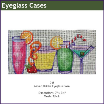 EYEGLASS CASE GE 215 Mixed Drinks 7" x 3 1/2" 18 Mesh Gayla Elliott