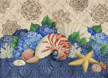 PB14521 - Shells and Hydrangeas I 16x12, 18M Paul Brent The Collection Designs