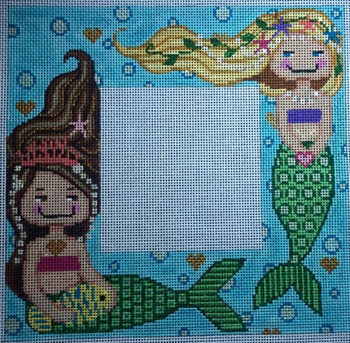 GEPF18 Sweet Mermaids  Frame 9" x 9" 4-1/2" sq. opening Mesh: 13 ct.  Gayla Elliott 