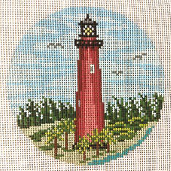 #457 Jupiter Light Ornament (Jupiter, FL) 18 Mesh - 4" Round Needle Crossings