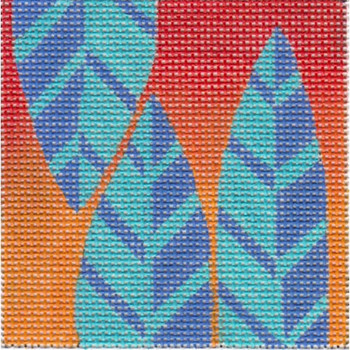 ZE636 3 Blue Leaves Square 3″ x 3″  18 Mesh Zecca