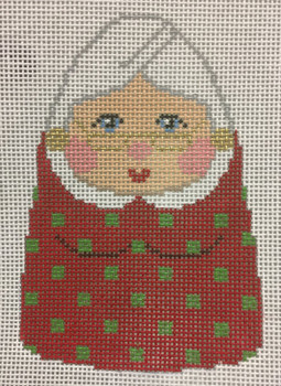 LL527N Pudgy Mrs. Claus Ornament  3x4.25  18 Mesh Labors Of Love