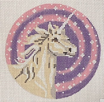 LL199	Unicorn Ornament  4" Round 18 Mesh Labors Of Love