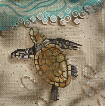 LL323 Baby Sea Turtle on the Beach   6 x 6 18 Mesh Labors Of Love