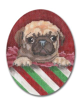 WB-XO 05 Christmas Pug 4x5 Oval  18 Mesh Will Bullas