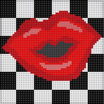 TT-26a Kiss on Checks  3 1/4 x 3 1/4 18 Mesh The Meredith Collection