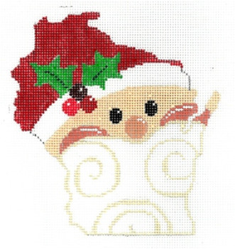 XO-206wi Wisconsin State Shaped Santa 5 x 5  18 Mesh The Meredith Collection