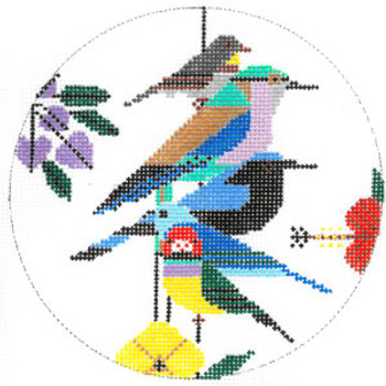 Ornament HC-O411 Rainforest Birds 5" Round  Charley Harper 18 Mesh