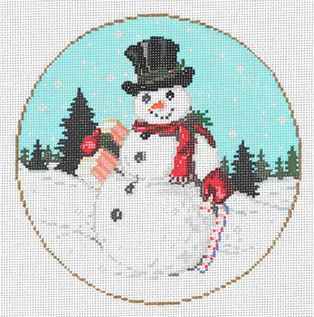 Mr. Flake Snowman 6.25″ Diameter 18 Mesh Once In A Blue Moon By Sandra Gilmore 18-1185