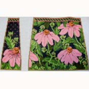 Wg12041-13 13 ct Pink Echinacea 4 piece Tote 12x131/2x4 13ct   Whimsy And Grace