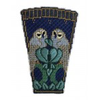 Wg12118 Charles' Blue Owls SC Scissor Case 31/4 X5 18ct Shown Finished Whimsy And Grace