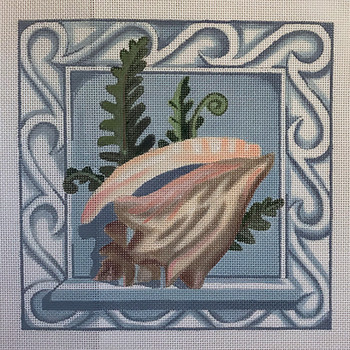 PAV-016	Conch Shell/w Border 10 x 10	 13 Mesh  The Point Of It All
