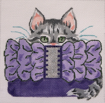 KL1004 Grey Kitten in purple clutch 18 Mesh KAMALA