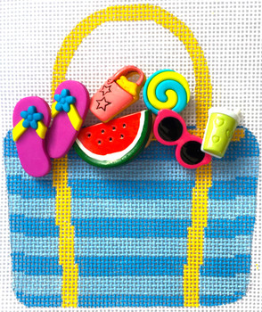 HB-253 Beach Basket 33⁄4x4 18 Mesh Stitch Guide Included Hummingbird Designs Shown Finished