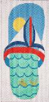 E879 Sail Boat Flip Flop Case 3 x 6 on #13 Mesh Jane Nichols Needlepoint