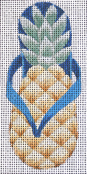 E888 Pineapple Flip Flop Case 3 x 6 on #13 Mesh Jane Nichols Needlepoint