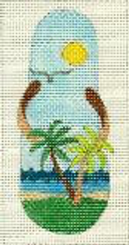 E894 Palms Sandal Flip Flop Case 3 x 6 on #13 Mesh Jane Nichols Needlepoint