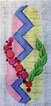 E895 Leaves&Berries Sandal Flip Flop Case 3 x 6 on #13 Mesh Jane Nichols Needlepoint