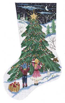 138070 Decorating the Tree 18" long 13 Mesh Stocking JULIE THOMPSON