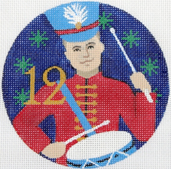 188612 12 Drummers Drumming 4.5" diameter 13 Mesh WITH STITCH GUIDE JULIE THOMPSON