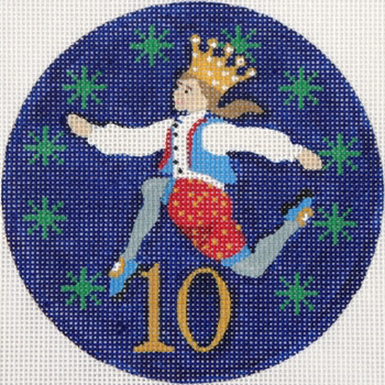 188610 10 Lords Leaping 4.5" diameter 13 Mesh WITH STITCH GUIDE JULIE THOMPSON