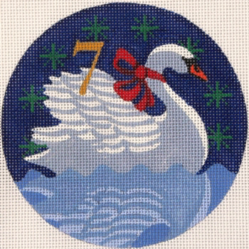 188607 7 Swans Swimming 4.5" diameter 13 Mesh WITH STITCH GUIDE JULIE THOMPSON