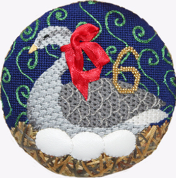 188606 6 Geese a Laying 4.5" diameter 18 Mesh WITH STITCH GUIDE JULIE THOMPSON