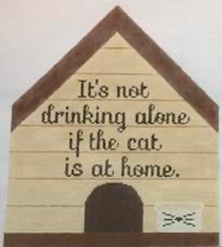 RD 153  Its Not Drinking Alone…CAT 18M ​18M 8"x8" Rachel Donley Needlepoint Designs